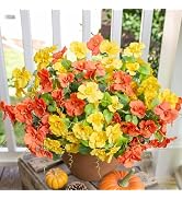 Hibiscus Fall Flowers Fake Flowers Plants for Outdoors Autumn Decoration, Faux Silk Hibiscus Flow...