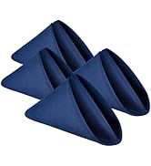 Wolkemer Set of 4 Navy Blue Cloth Napkins 17 x 17 Inches Solid Washable Polyester Dinner Napkins ...