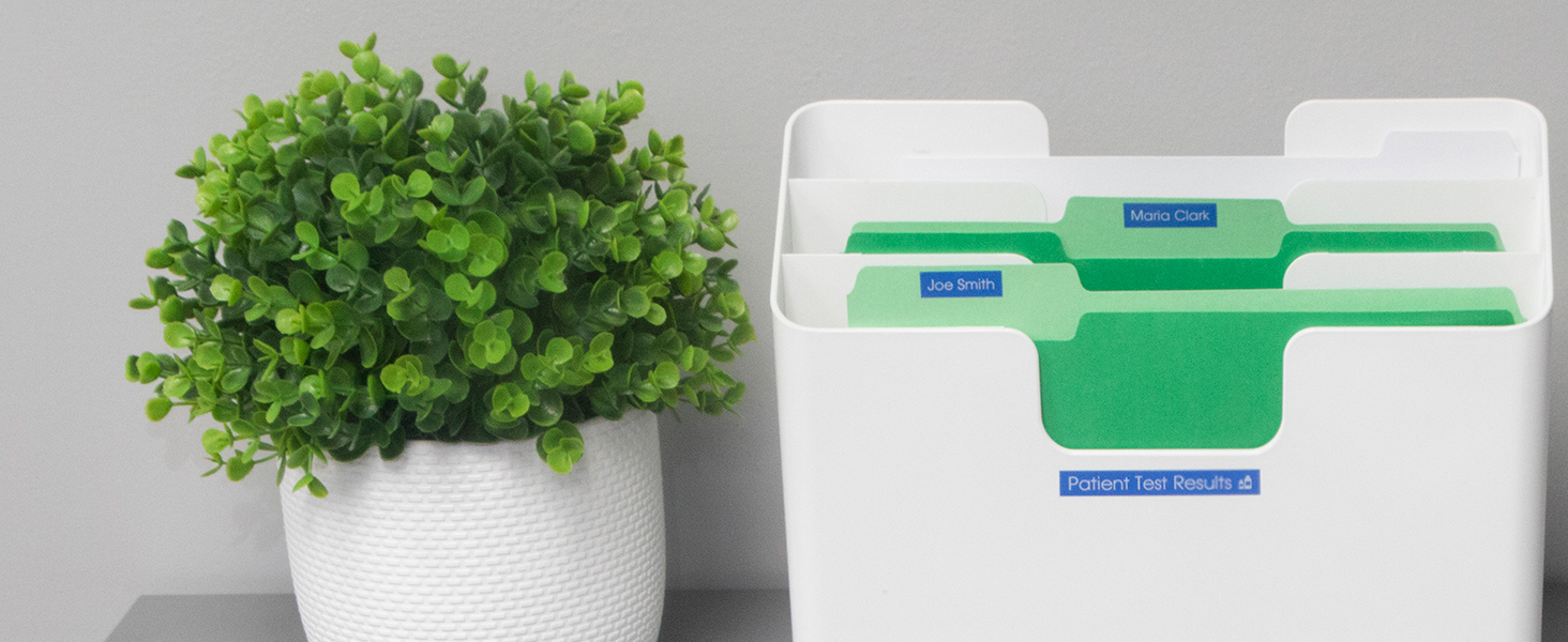 Medical lab file organizer with labeled manila folders
