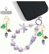 QIOFEARTH Crystal Beaded Phone Wrist Strap, Cute Cellphone Lanyard Chain, Bow Keychain Wristlet B...