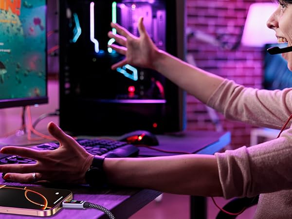 240W usb c to usb c cable with LED light