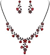 EVER FAITH Bridal Jewelry Sets for Wedding Rhinestone Crystal Flower Leaf Costume Pendant Necklac...