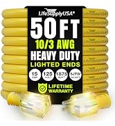 50ft Outdoor/Indoor Extension Cord 10/3 Gauge Ultra Heavy Duty 3 Prong SJTW, Waterproof, Flexible...