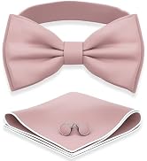 Adam Young Men's Bow Ties with Handkerchief & Cufflinks Pre-Tied Style Formal Satin Classic Bowti...