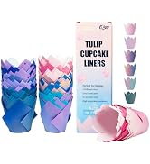 qiqee Tulip Cupcake Liners 180 Pcs Muffins Parchment Paper Tulip Muffin Liners for baking 6 Diffe...