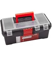 Small Tool Box 14.5-inch Plastic Tool Boxes Removable Tray Toolbox Organizer Case with Handle Por...