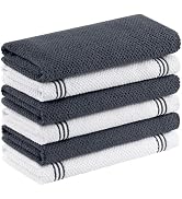 Homaxy Premium Cotton Kitchen Towels(16" x 26", 6 Pack), Large 380 GSM Dual Design Dish Towels, H...