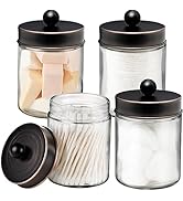 Amolliar 4Pc Apothecary Jars Bathroom Vanity Storage Organizer-Countertop Canister & Stainless St...