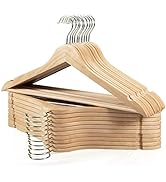 Edergoo Wood Hangers 20 Pack, Non-Slip Wooden Hangers with 360° Swivel Hook & Notches, Slim Coat ...