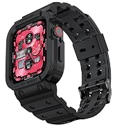 amBand Compatible for Apple Watch Band 45mm 44mm 42mm with Bumper Case, Rugged Men Bands for Appl...