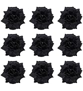 Uonlytech Artificial Flowers 50pcs Artificial Rose Flower Heads, Black Flowers Silk Rose Flower H...