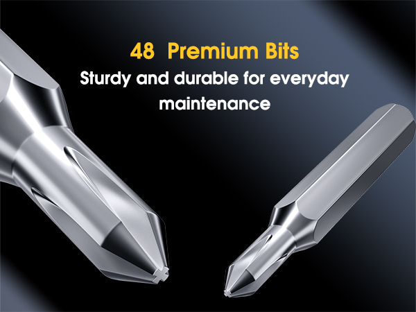 precision screwdriver set with 48 magnetic bits
