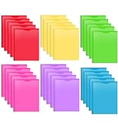 Briartw Heavy Duty Plastic Pocket Folder with Prongs for Letter Size Paper,30 Pack Colors File Fo...
