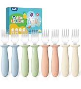 DRKIO 8 Pieces Toddler Forks Set - Baby Forks with Silicone Handle Children safe 18/8 Stainless S...