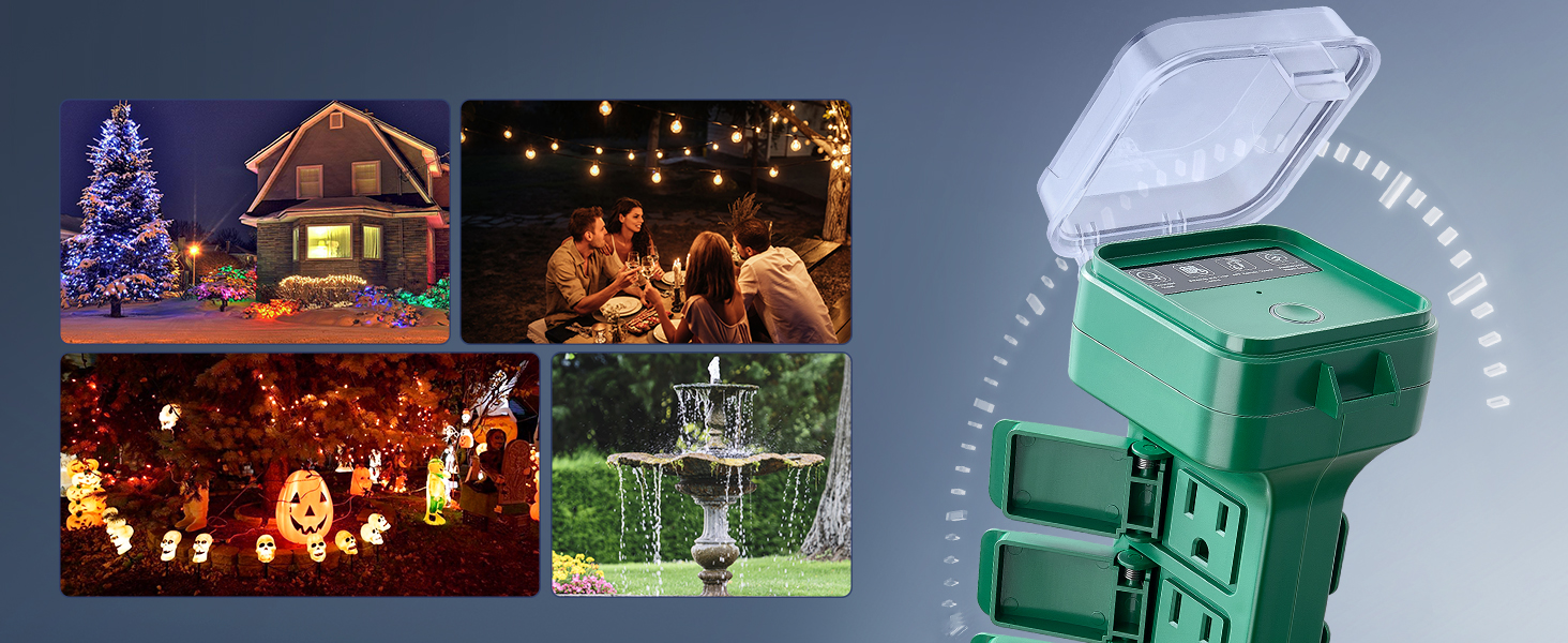 christmas light surge protector outdoor timer with extension cord