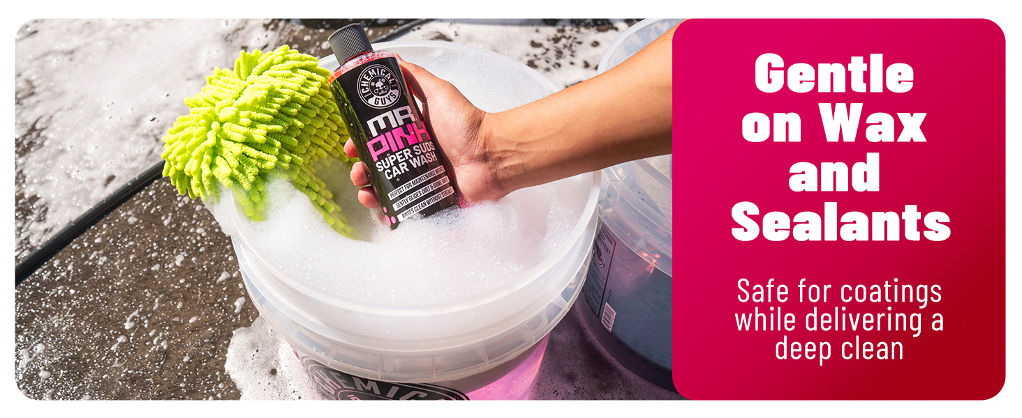 pH balanced car wash; removes grime and road film while maintaining a slick protective layer