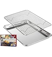 KITCHENATICS Non Toxic & Heavy Duty, Small Baking Sheet with Rack, Stainless Steel Baking Rack & ...
