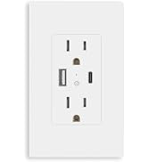BSEED Smart WiFi in-Wall Outlet with 20W Type-C Ports, Smart in-Wall Socket with 18W USB Ports, F...