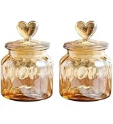 wangsdjy 22oz Airtight Glass Jars with Cute Heart Shaped Lids, Wedding Candy Jar Kitchen Storage ...