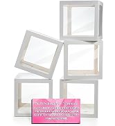 Baby Boxes with Letters, 5 Transparent Baby Shower Balloon Boxes with 78 Letters & Numbers for Ge...