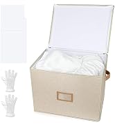 Lukeline Wedding Dress Storage Box, Wedding Dress Preservation Box with Lid, Foldable Acid-Free O...