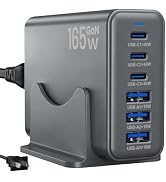 165W Charging Station, 6 Port Desktop Charger with 40W Fast Charging Grey | charge 6 devices once...