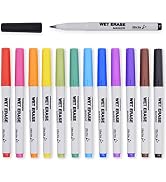 TWOHANDS Wet Erase Markers Ultra Fine Tip,0.7mm,Low Odor,Extra Fine Point,12 Assorted Colors,Whit...