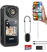 CQH S70 2.7K Thumb Action Camera, 64GB Mini Body Camera, Wearable Pocket Cam with Magnetic Lanyar...