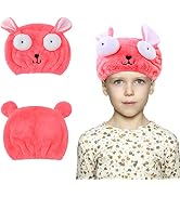 G2PLUS Hair Drying Towel for Kids, Microfiber Absorbent Cartoon Hair Towel Wrap for Children Show...