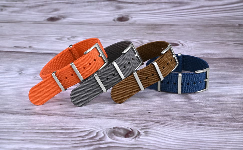 One-Piece Waterproof Military Watch Straps with Heavy Buckle