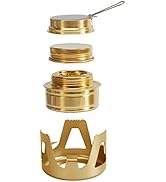 DZRZVD Mini Alcohol Backpacking Stove, Lightweight Brass Spirit Burner with Aluminium Stand for C...