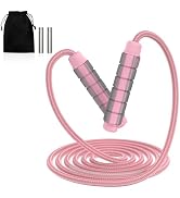 AUMCDIK Workout Jump Rope, Weighted Jumping Rope for Women, Tangle-Free Adjustable Skipping Rope ...