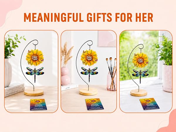 Sunflower Dragonfly Desk Decor - Meaningful Gifts for Her