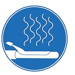 a blue circle with a white line drawing of a hot dog.