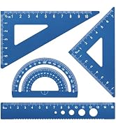 Honagu Triangular Ruler Set, 4 Pieces Aluminum Alloy Ruler, Metal Drafting Ruler, Geometric Protr...