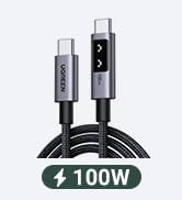 UGREEN Uno USB C Cable 100W with LED Display, Fast Charging, 10ft, Black | For iPhone 17/16/15, ...