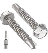 VGBUY 50Pcs #14 x 1-1/2" Self Drilling Screws for Metal,410 Stainless Steel Self Tapping Screws,S...