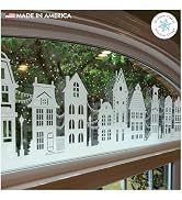 Christmas Window Clings - Street Scene Window Border Christmas Window Decorations - Reusable Non-...