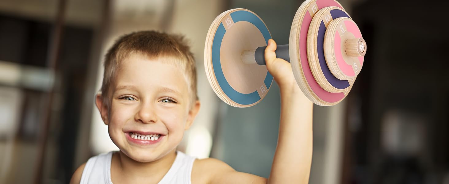 Kids Wooden Workout Play Weights