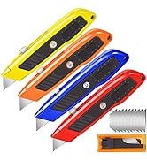 Jetmore 4 Pack Box Cutter Utility Knife, Heavy Duty Box Cutter Knife Razor Knife with 10 SK5 Blad...