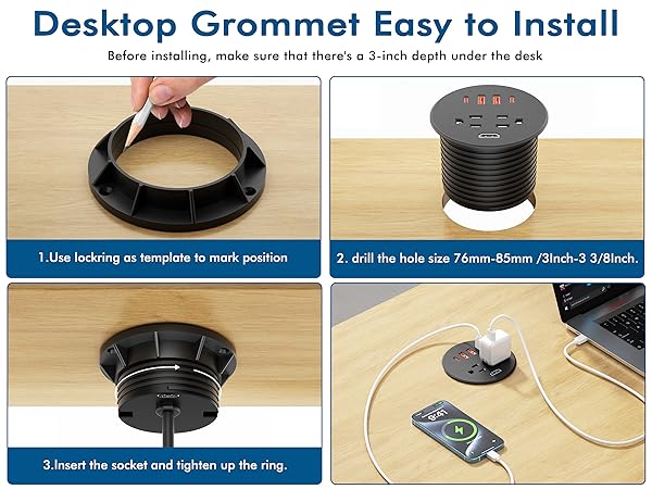 desk power grommet 3 inch