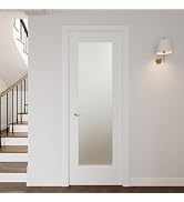 JUBEST 30" x 80" Frosted Glass Interior Door Slab, Paintable White Primed Door with Tempered Glas...