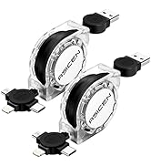 2Pack Multi Charging Cable, 3 in 1 Retractable Multiple Charger Cable, Fast Charging Cable, USB C...