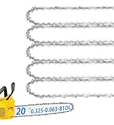 5 Pack 20 Inch Chainsaw Chain .325" Pitch .063'' Gauge 81 Drive Links Fit Stihl MS260, MS261, MS2...