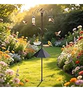 83" Bird Feeding Station Kit with Metal Squirrel Baffle, Heavy Duty Metal Bird Feeding Station wi...