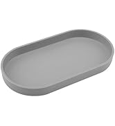 VCREATC Gray Small Tray (10 inch), Oval Tray for Kitchen Counter, Bathtub Bathroom Vanity Items, ...