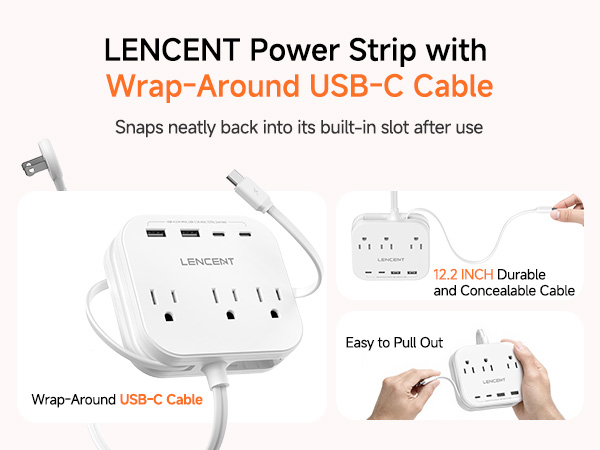 Power Strip with USB C Cable
