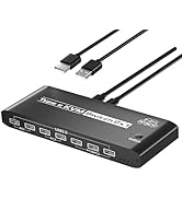 KVM Switch 2 Computers 8K@60Hz USB C Switch Sharing USB 2.0 Devices, 7 Ports USB Switcher Sharing...