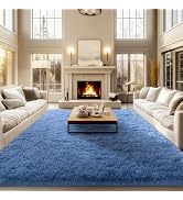 qulint Area Rugs 9x12 Living Room, Large Fluffy Blue Rug for Bedroom, Soft Shag Rugs Shaggy Fuzzy...