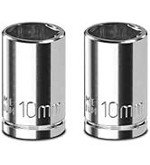 Upenjok 2PCS 1/4" Drive 10mm Socket Set, Shallow, Mirror Finish, Cr-V Steel, 6-Point